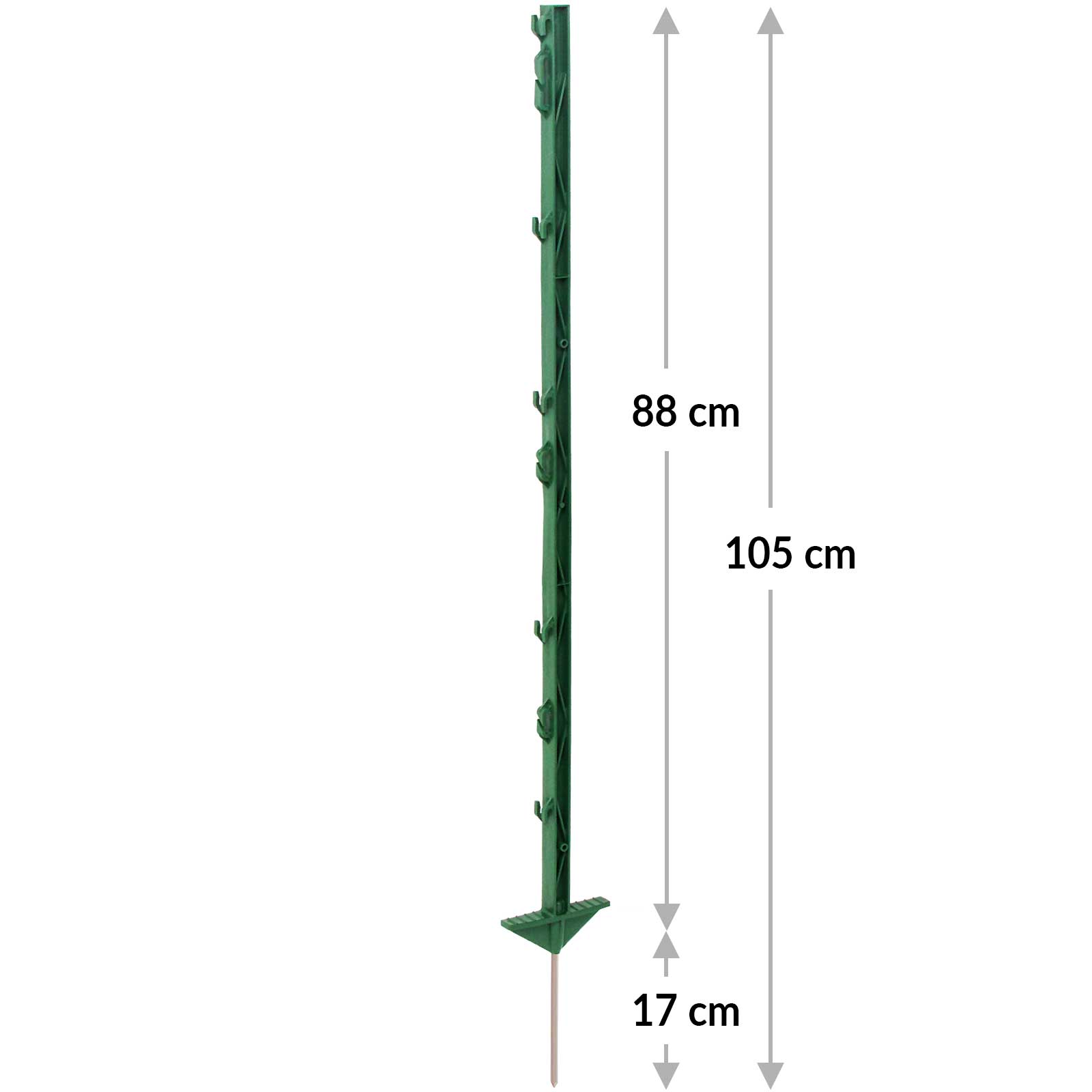 Agrarzone műanyag karó 105 cm, dupla taposóval, zöld (20 darab)
