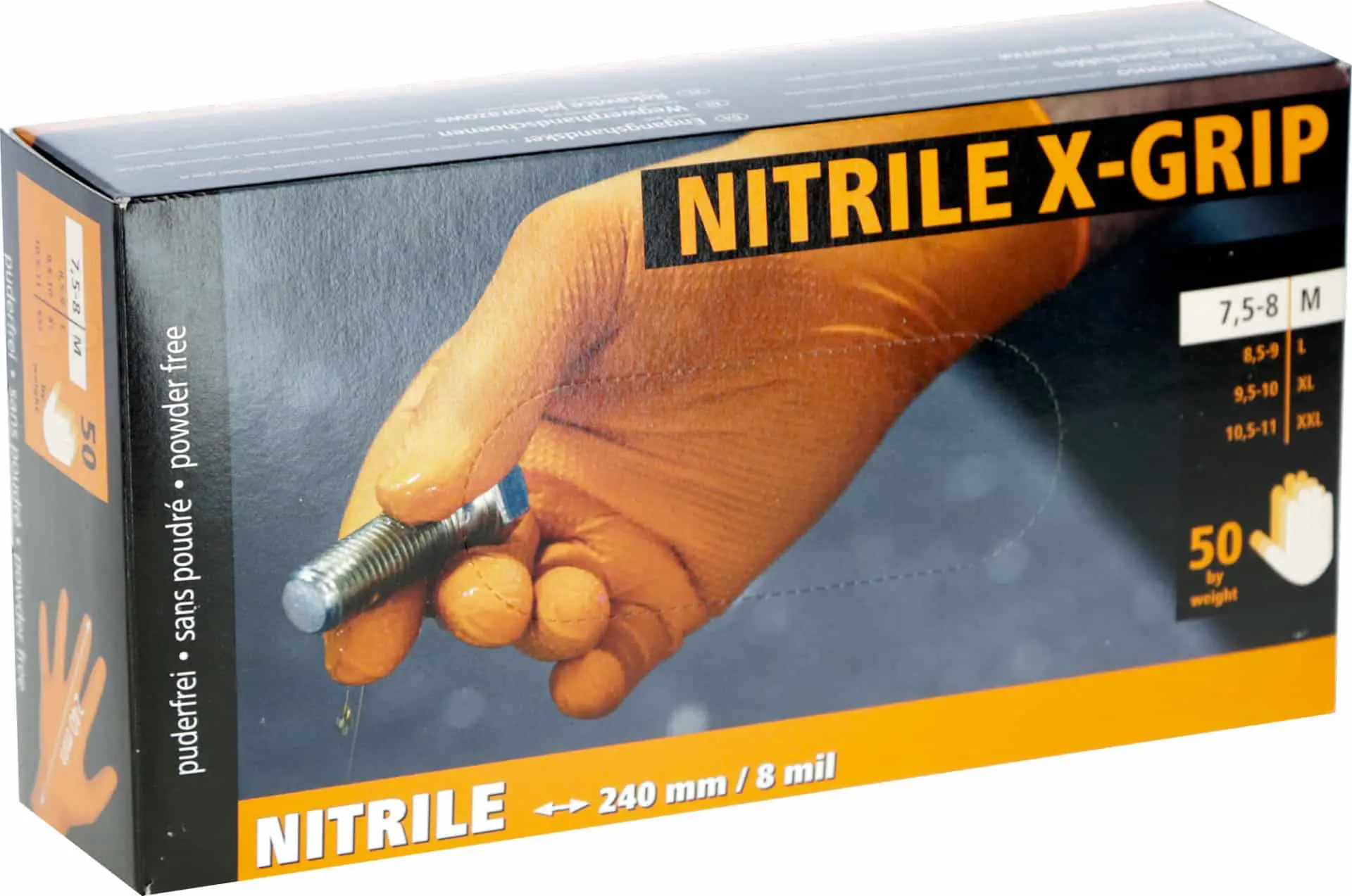 Nitril eldobható kesztyű X-Grip 240 mm narancssárga (50 db)