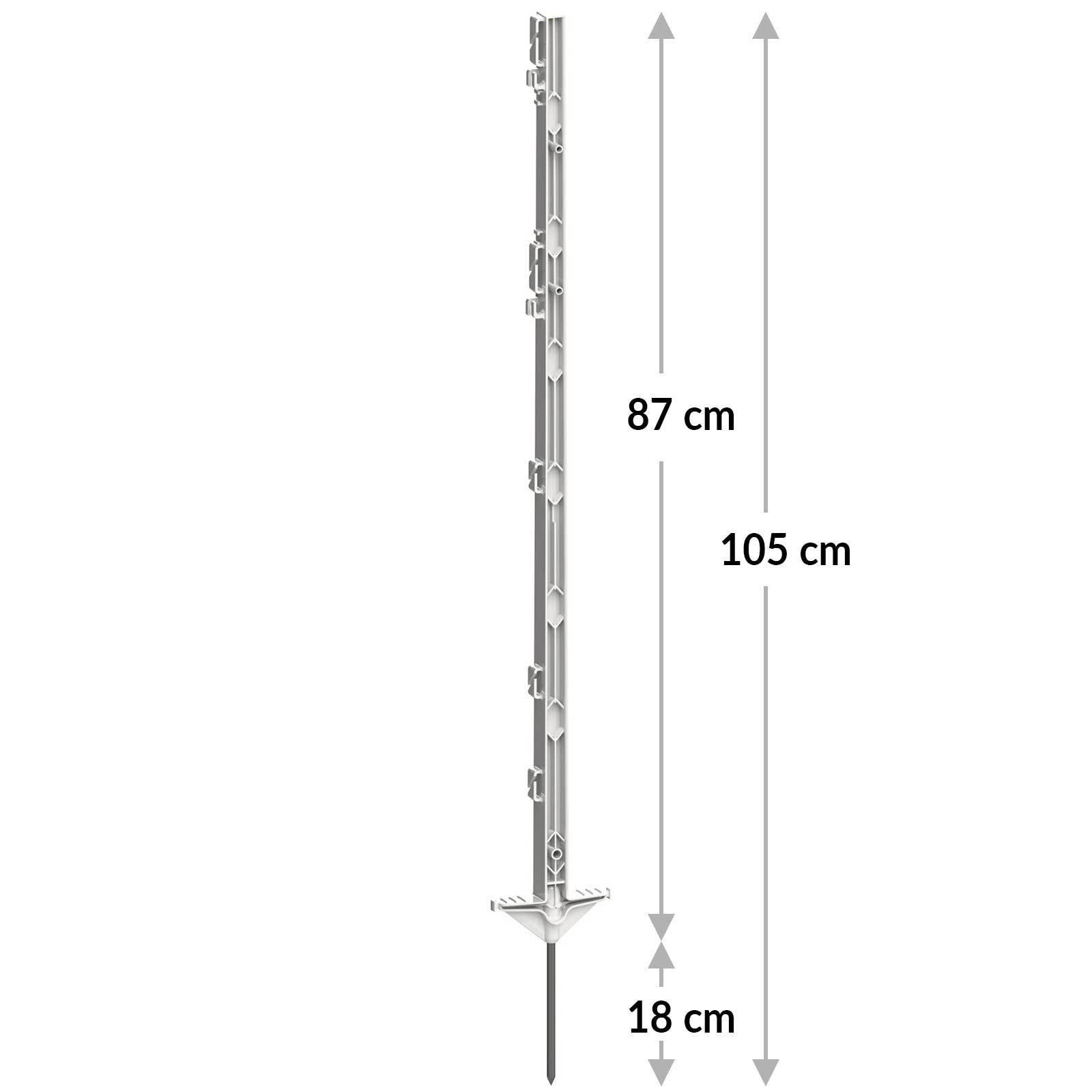 Műanyag villanypásztor karó Expert 105 cm, dupla taposó, fehér (5 darab)