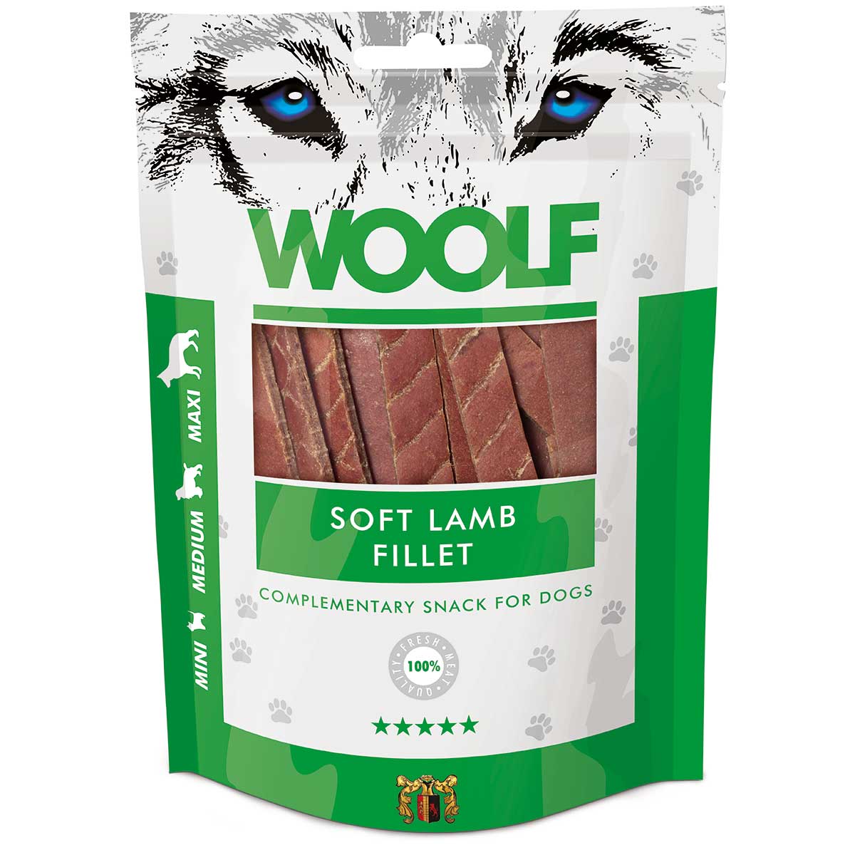 Woolf kutya jutalomfalat zsenge bárányfilé csíkok