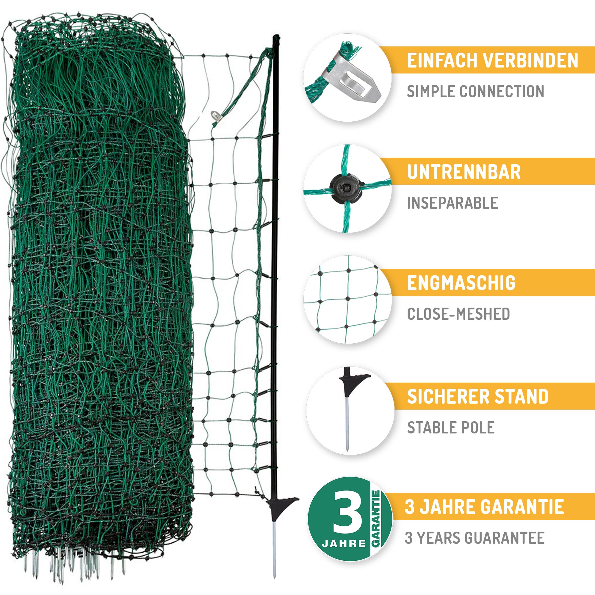 Agrarzone baromfi háló Premium Fiber nem villamosítható, zöld 50 m x 106 cm