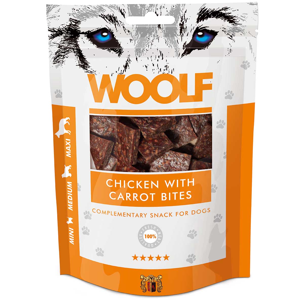 Woolf kutya jutalomfalat csirkével és sárgarépával 