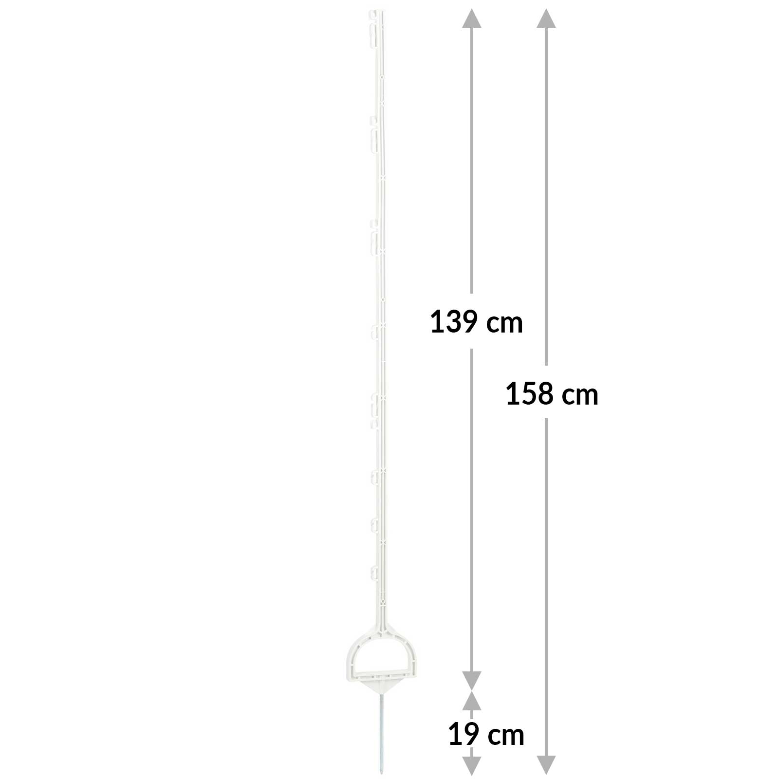 Kengyeles villanypásztor karó 158 cm, fehér (5 darabos)