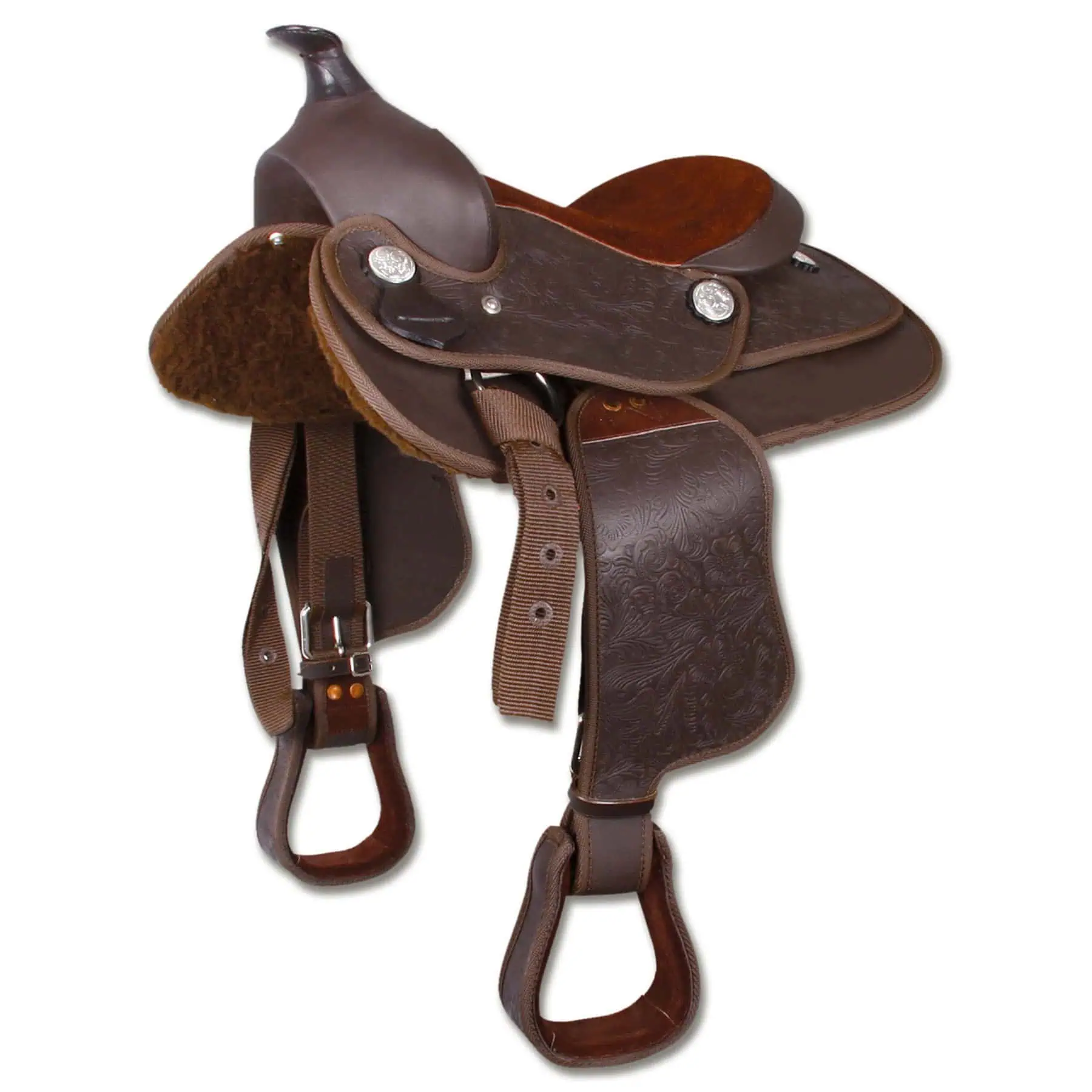 Synthetic Western Saddle, pony, brown 10"/25 cm