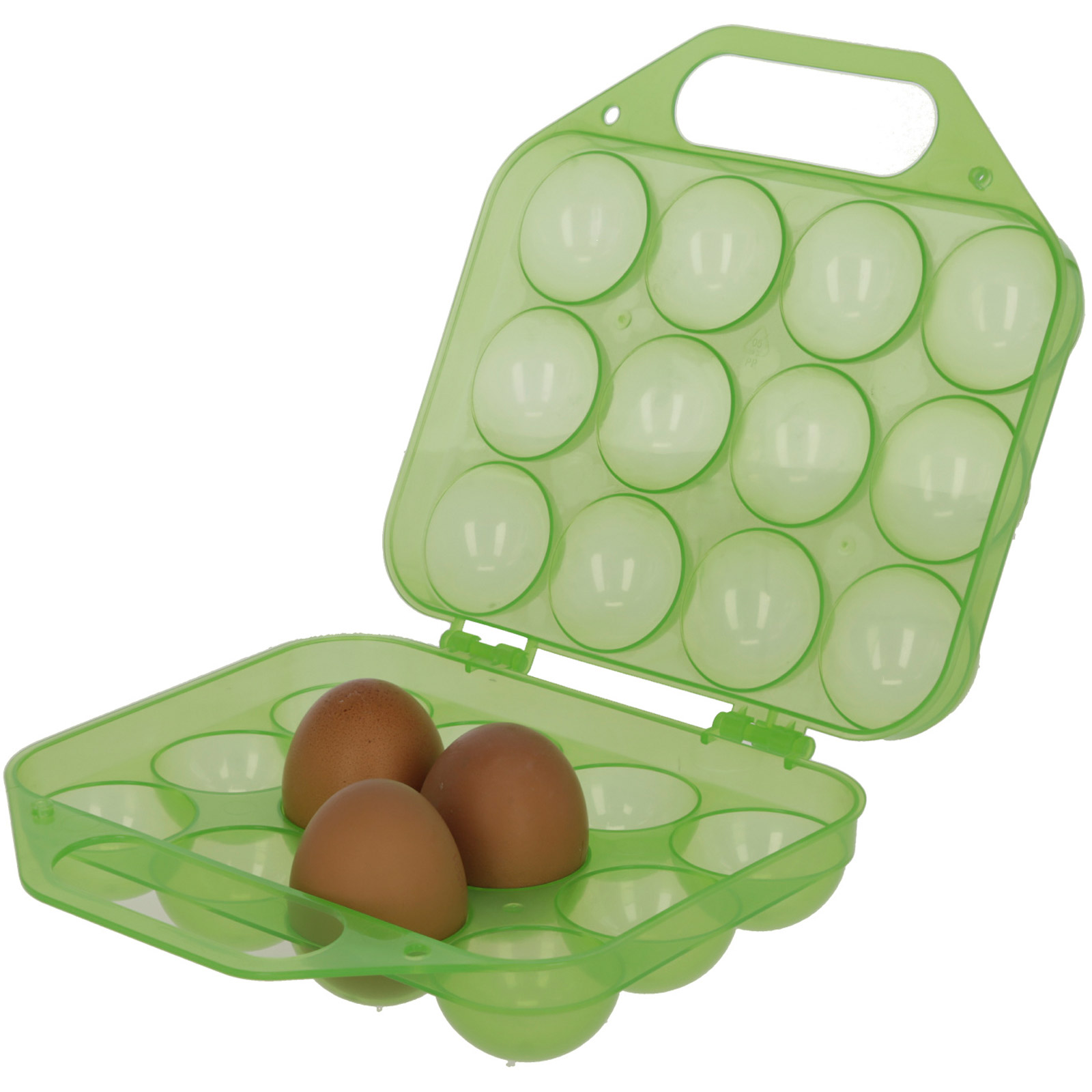 Tojásszállító doboz műanyag, 12 tojás számára, zöld