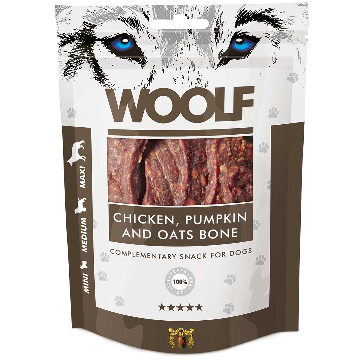 Woolf kutya jutalomfalat nagy csontok csirkével, sütőtökkel és zabbal