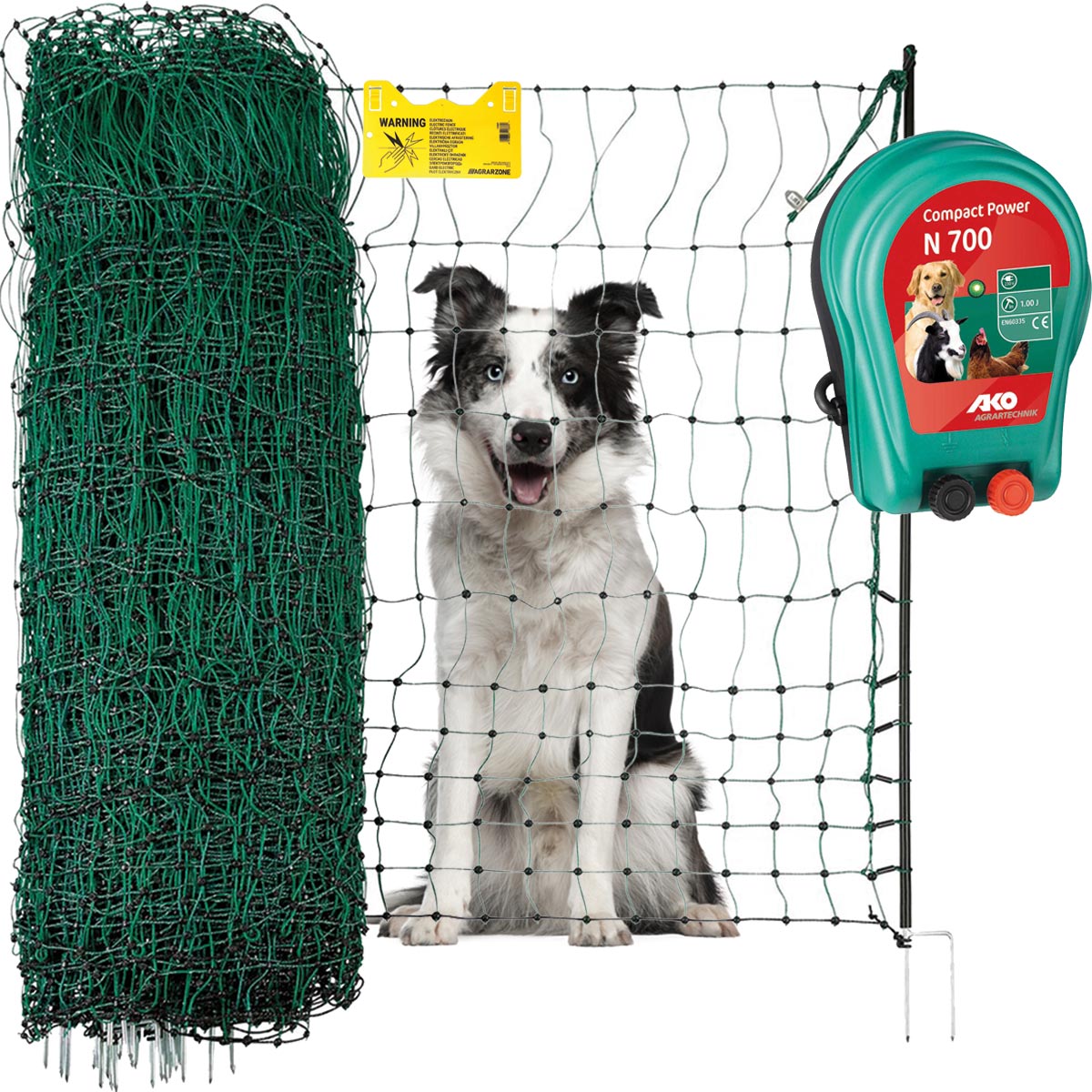 Agrarzone kutyakerítés szett N700 230V, 1J, háló 25m x 106cm, zöld