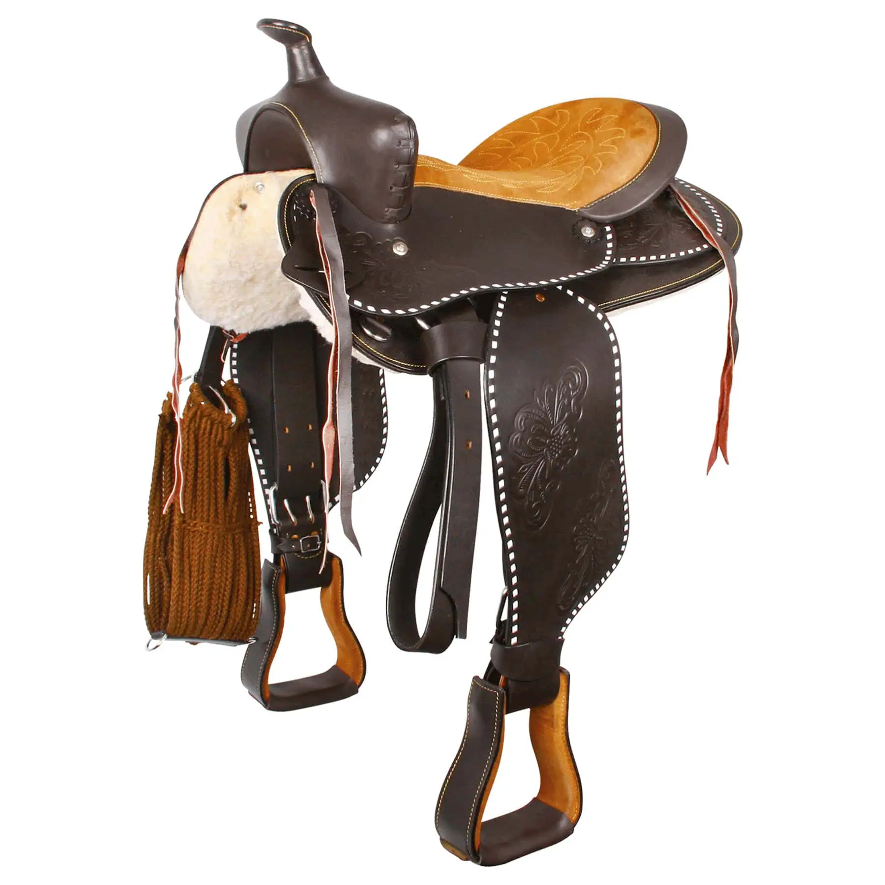 Round Skirt Western Saddle, Little Joe 10'' / 25 cm brown