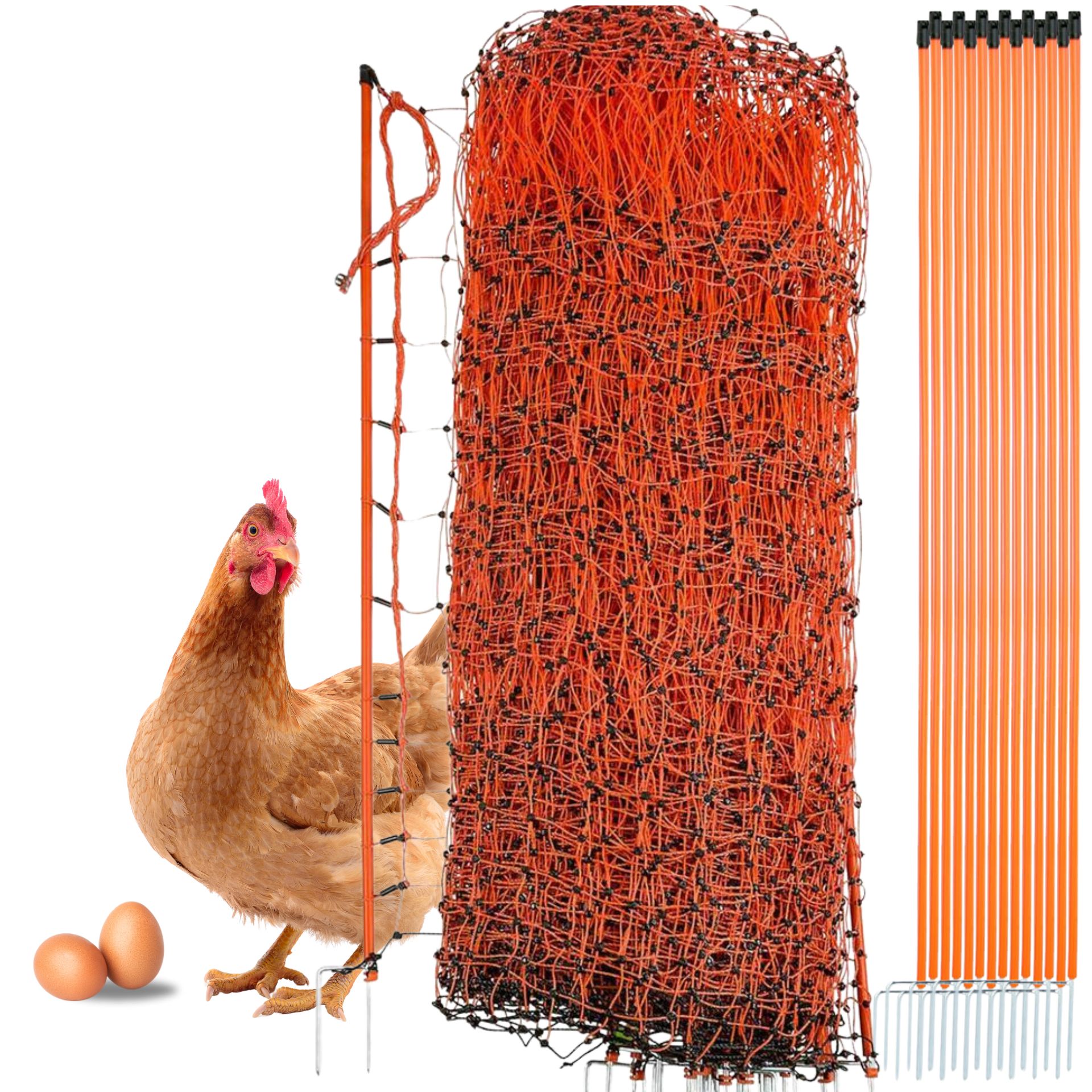 Agrarzone csirkeháló Classic villamosítható, dupla csúccsal, narancssárga színben 25 m x 112 cm