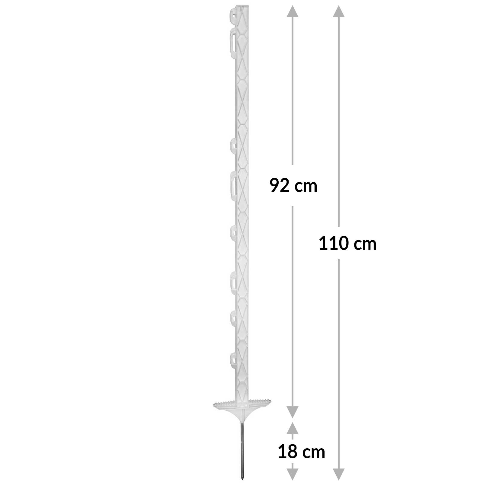 Műanyag villanypásztor karó Titan 110 cm, dupla taposó, fehér (5 darab)